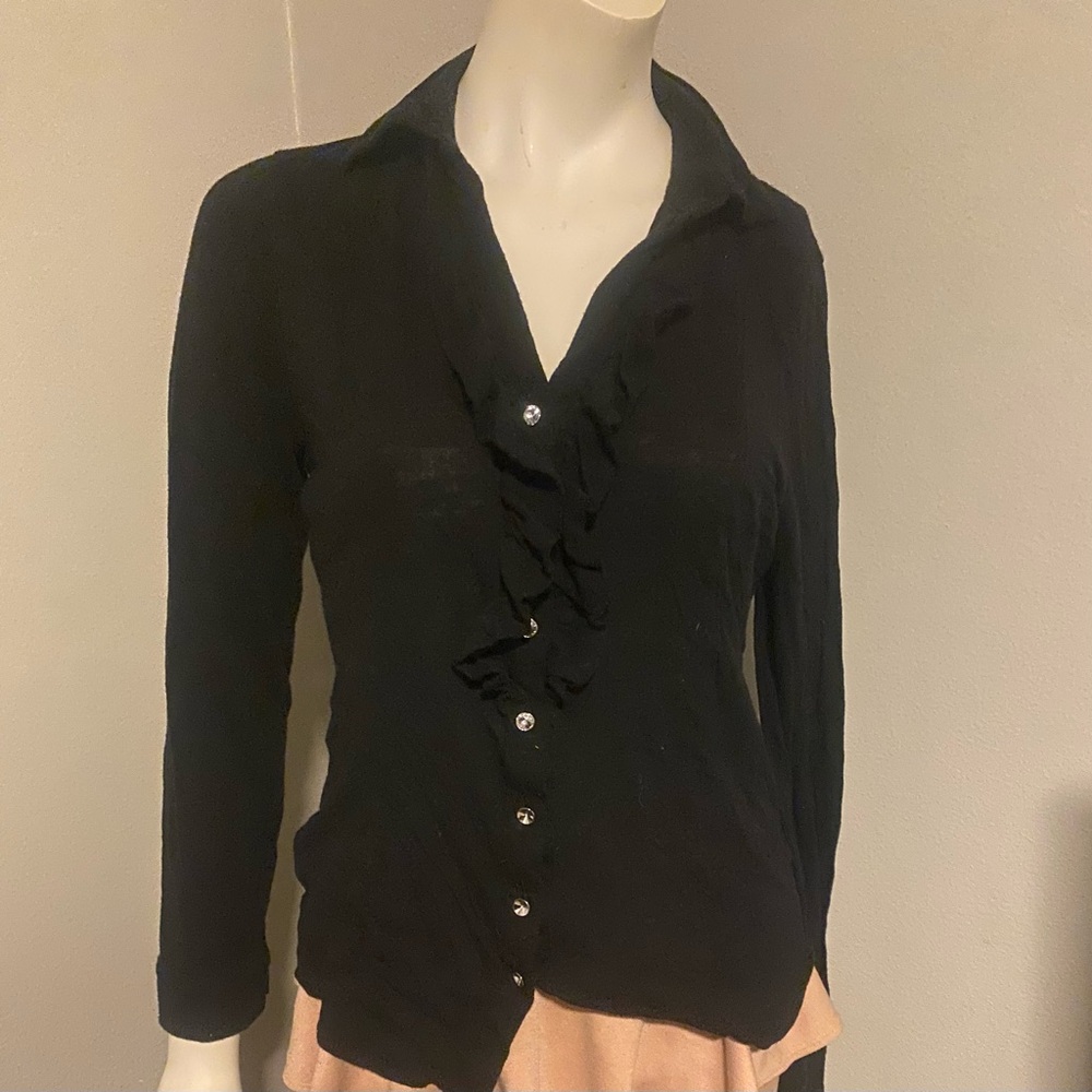 Black Ruffled Women's Top